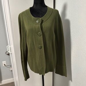 Talbots Olive Green Button-Up Blazer
